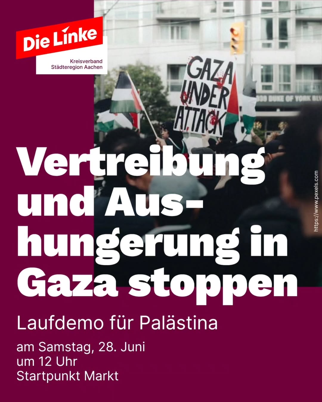 Laufdemo für Palästina: Vertreibung und Aushungerung in Gaza stoppen