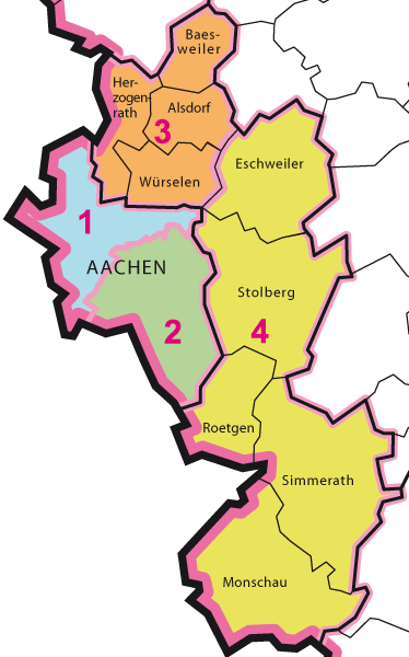 Karte der Landtagswahlkreise 1-4